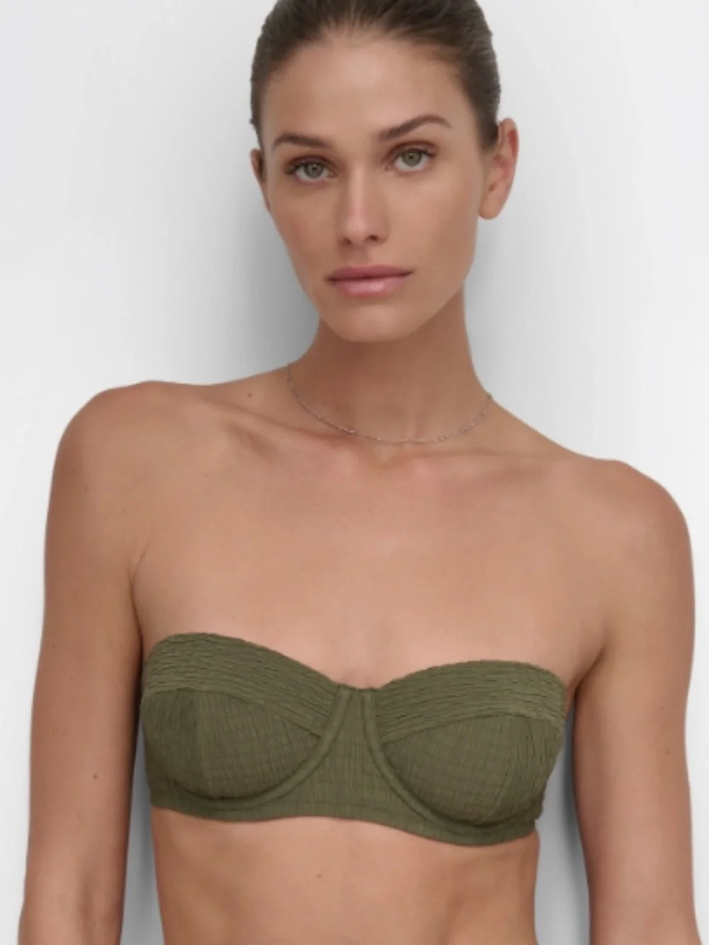 Dkny Women's Textured Molded Balconette No Straps Bikini Top Green Size M 11610